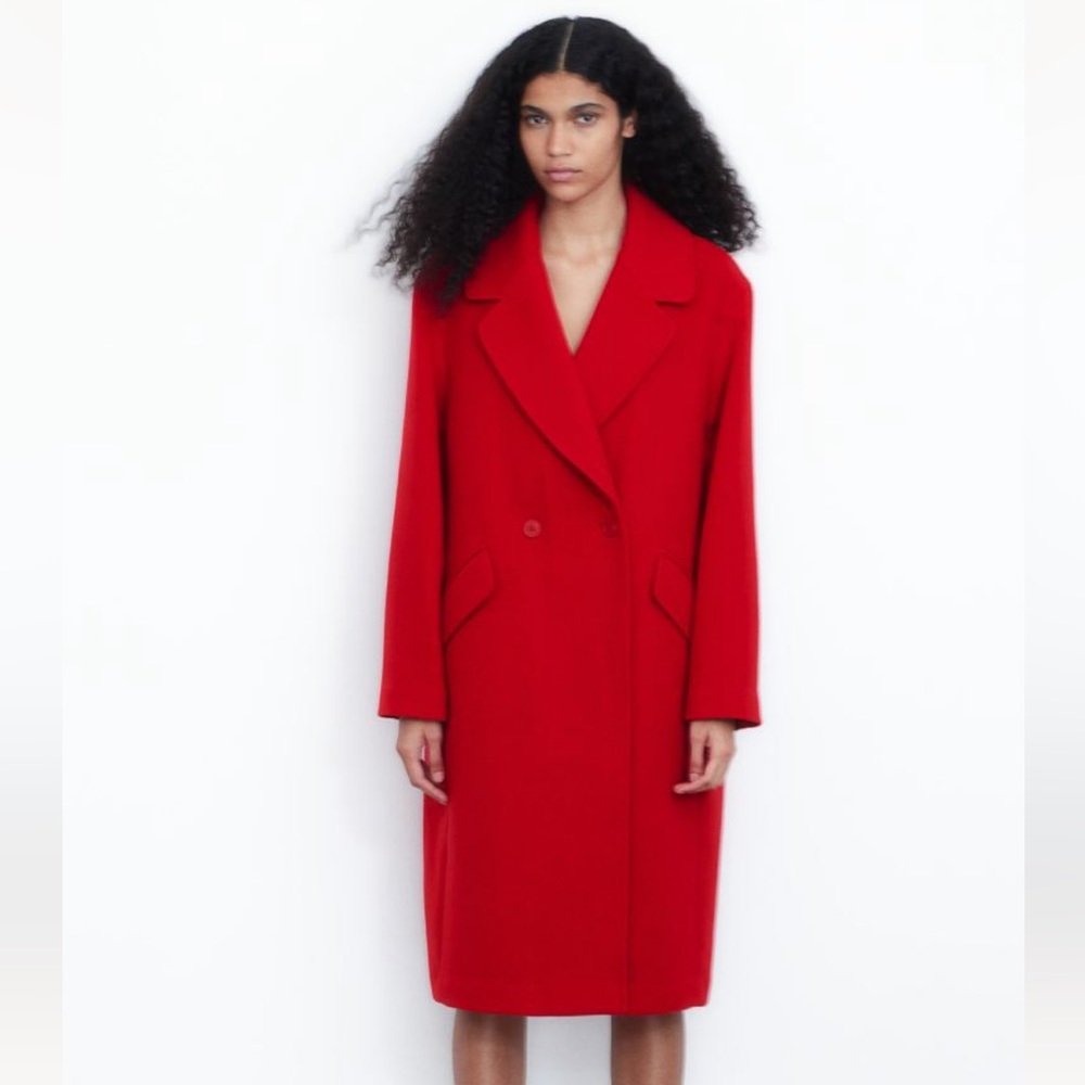 H&M Double breasted red coat